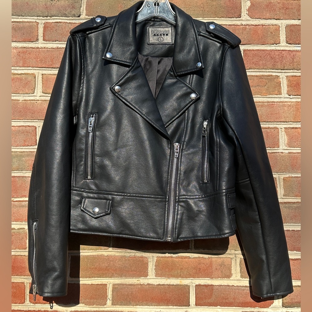 BLANKNYC Black Faux Leather Moto Jacket Size L Biker Style
